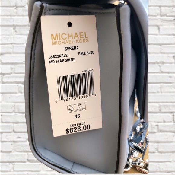 🎉HP🎉MICHAEL KORS • Serena Leather Studded Shoulder Bag & Coinpurse • Pale Blue - Picture 6 of 10